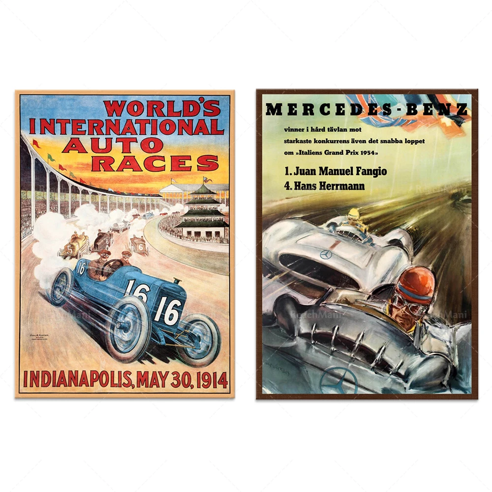 1914 Indianapolis International Auto Car Races | Retro Auto Racing | Auto sport print