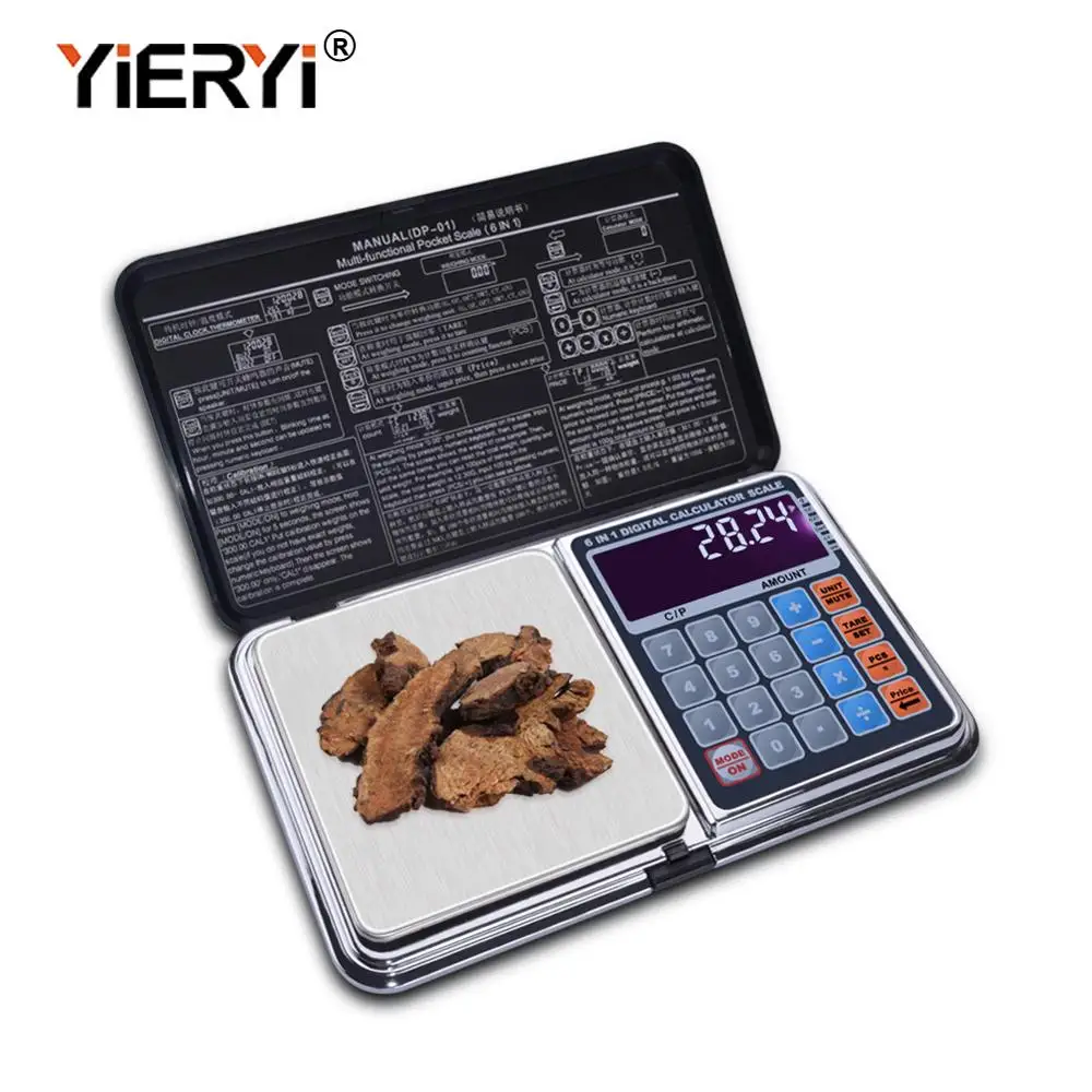 Yieryi Bilancia digitale multifunzione 6 in 1 Bilancia elettronica 100g/200g/300g/500g/1000g con design calcolatrice palmo