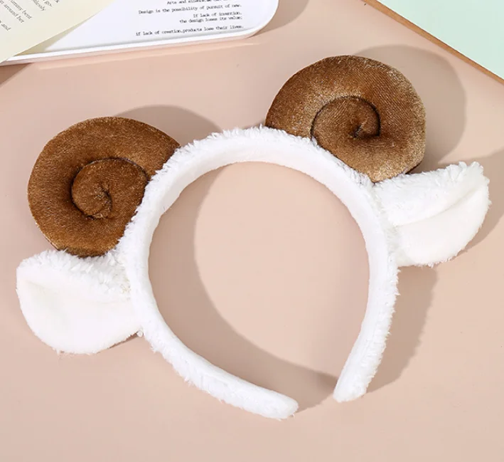 Cute lamb horn headband cartoon lamb hairpin christmas day female hair accessories hair band kawaii girl loli cosplay soft girl