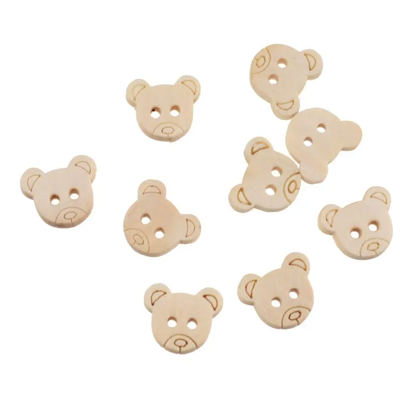 20PCs Teddy Bear Charms 2 Holes Wood Sewing Buttons buttons Children\'s Garment Sewing Notions