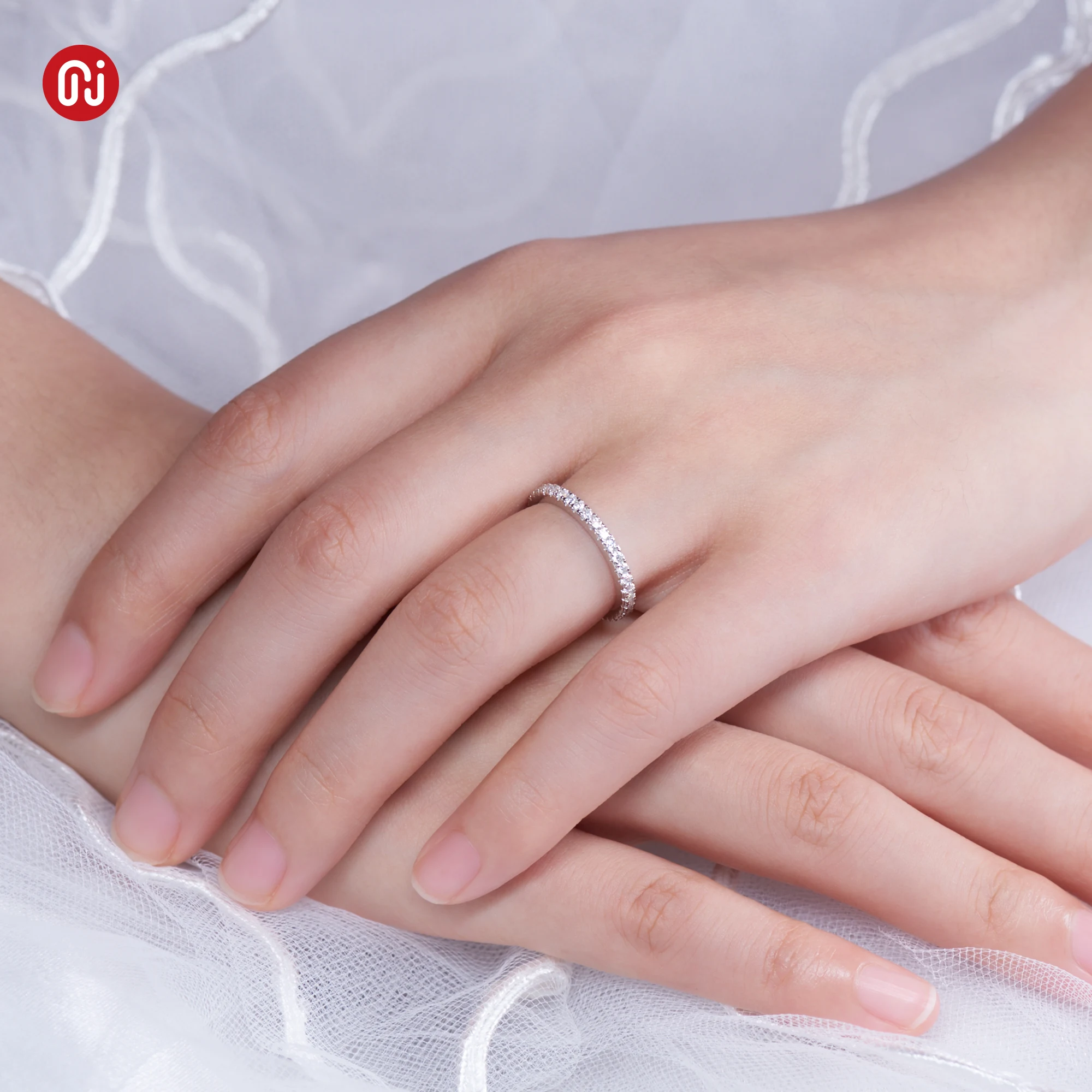 GIGAJEWE Moissanite 1.5mm Round Cut White D VVS1  925 Silver Full Enternity Ring Diamond Test Passed Fashion Woman Girl Gift view 2