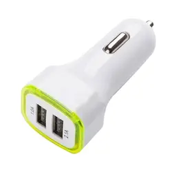 DC 12V Auto Phone Charger Universal LED Light Ring Quick Charge Dual USB Port Car Cigarette lighter Charger Adapter