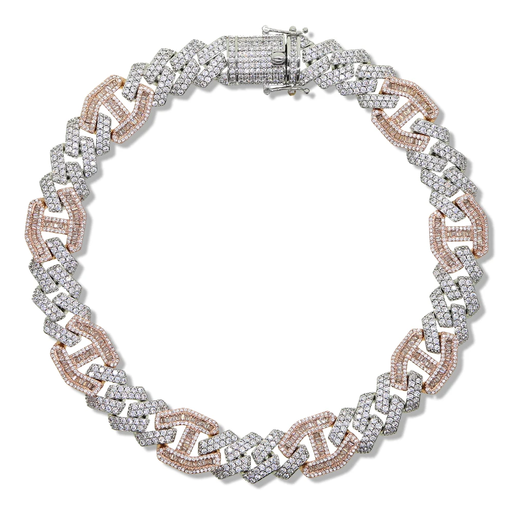 New Cuban Chain Infinity Cuban Chain Necklace Silver Color Iced Out 15mm Bling CZ Choker Hip Hop Chunky Women Men Jewelry