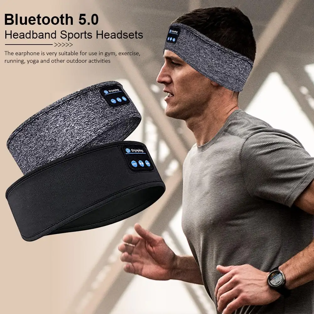 Fitness Sports Bluetooth Headphones Headband Thin Soft Elastic Comfortable Wireless Music Headphones Eye Mask for Side Sleeping