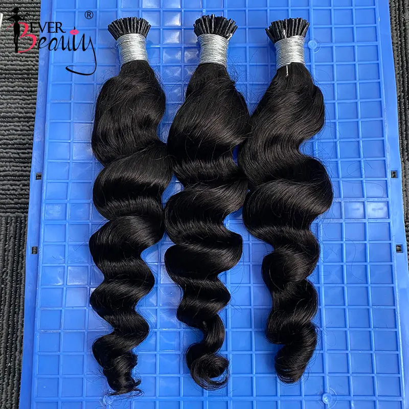 Loose Wave I Tip Hair Extensions Microlink Human Hair Extensions For Black Women Brazilian Virgin Bulk Hair Bundles Ever Beauty