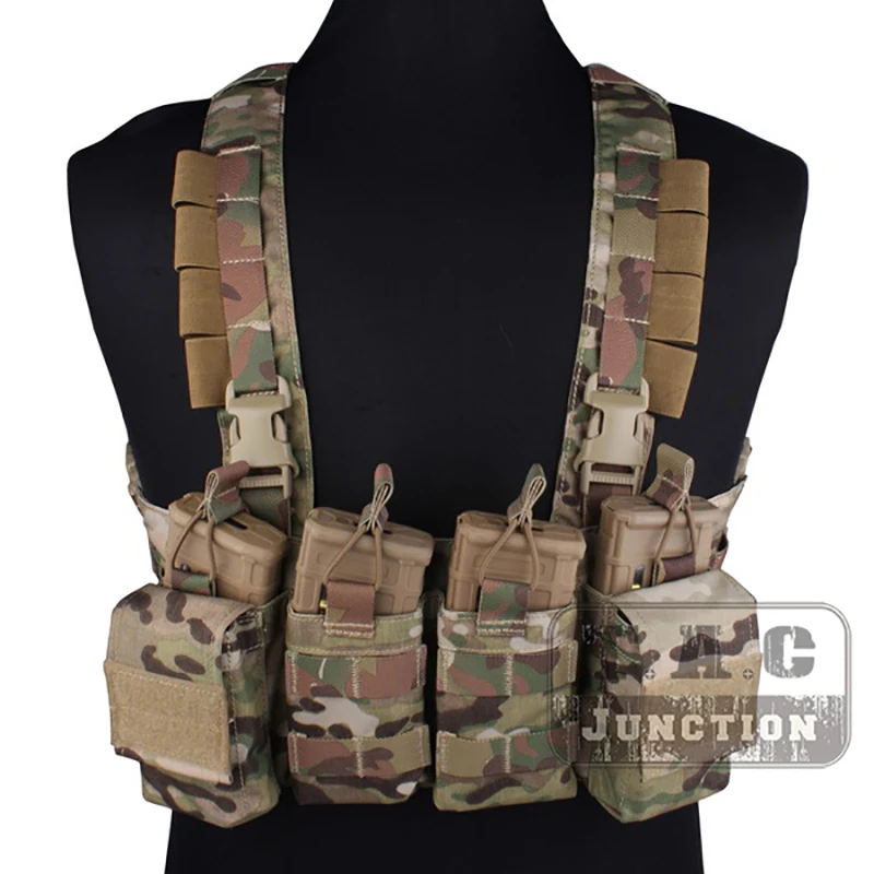 

Emerson Tactical Assault Chest Rig W/ M4 M16 Magazine Pouch Camo Simple Combat Airsoft Quick Release Harness Chest Rig Vest