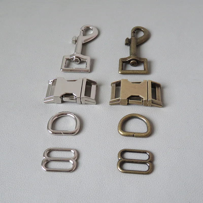 10Sets 20mm Webbing Metal D Ring Adjuster Tri-Glides Belt Buckle Snap Clip Hook For Pet Dog Collar Leash Lobster Clasp Accessory