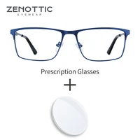 Gafas graduadas de aleación ZENOTTIC para hombre, gafas cuadradas antiluz azul para ordenador, gafas fotocromáticas para miopía de alta calidad