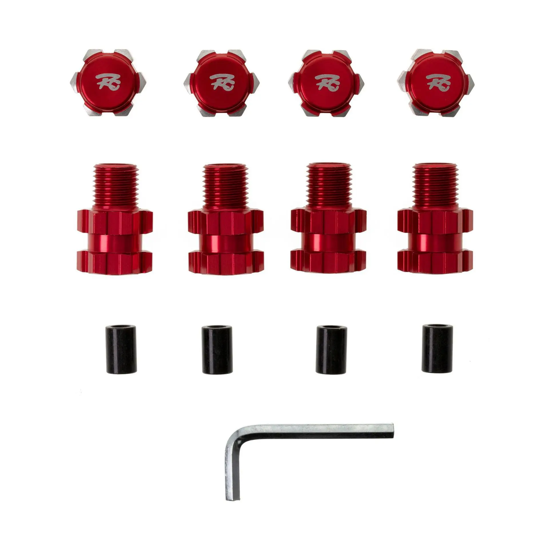 Adattatori Ruota Esagonali In Alluminio 17mm + Estensioni 10mm Per Traxxas 1/10 MAXX | Colore Rosso