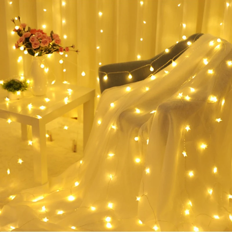 1.5m 4.5m 10m Led Star Moon Light String USB Bedroom Window Christmas Decoration 2022 Party Holiday Light