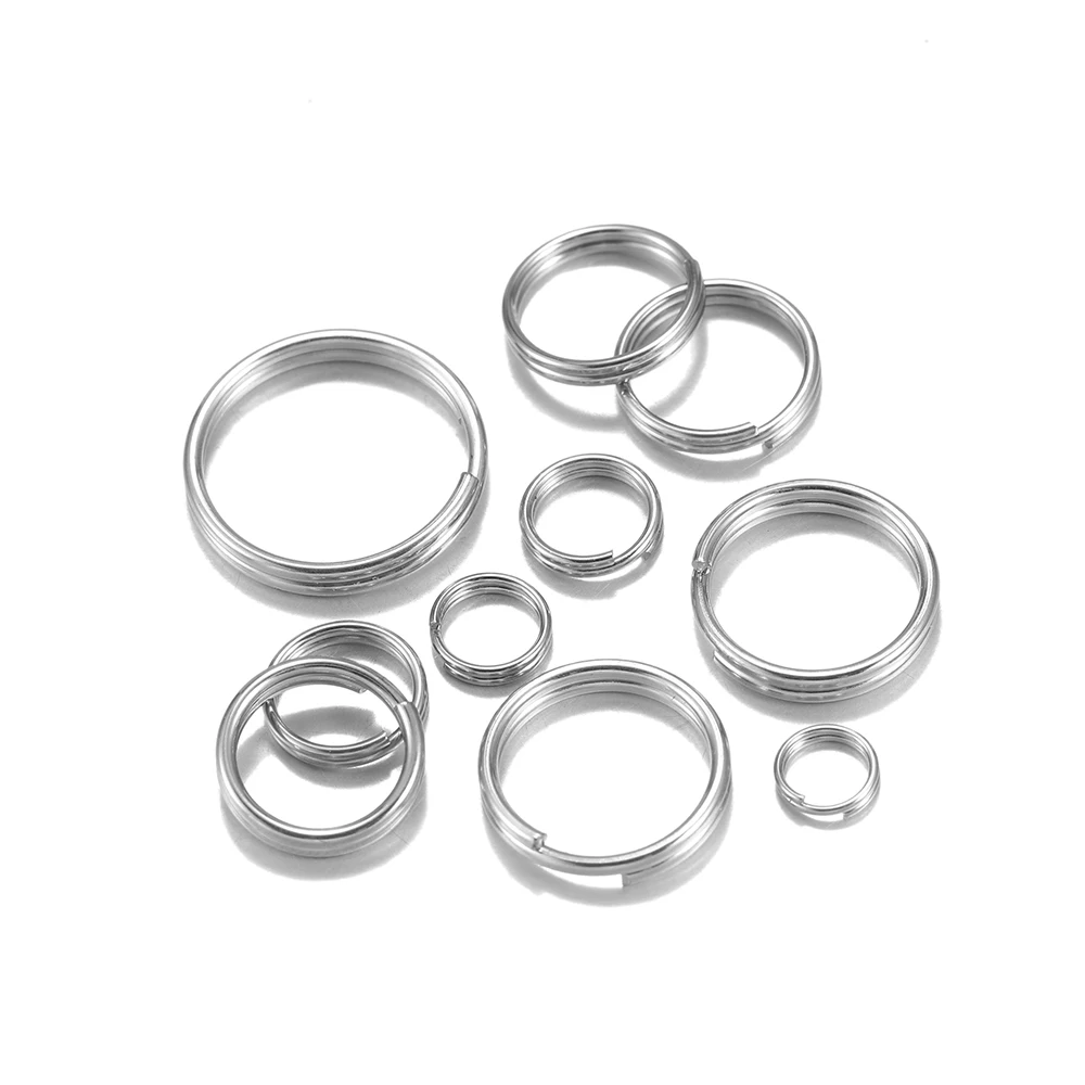 50-100pcs Gold Stainless Steel Open Double Jump Rings for DIY Key Double Split Rings Connectors For Jewelry Making Accessories