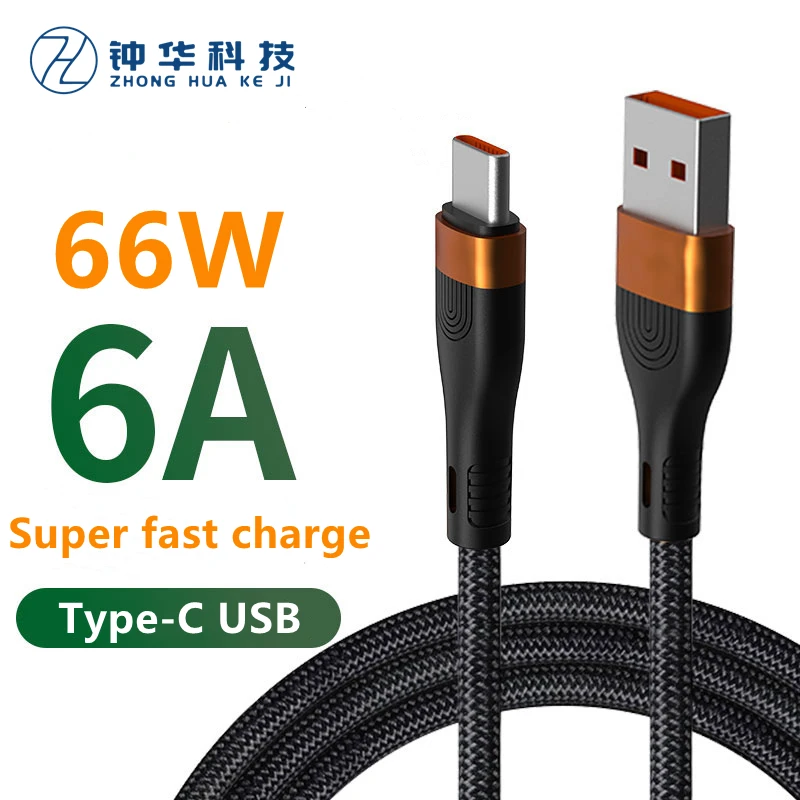 Cable USB tipo c 6A para Huawei mate 40 P40 p30 pro Honor, Cable de carga rápida 2M para Xiaomi Redmi Note 7 8 Pro 66W