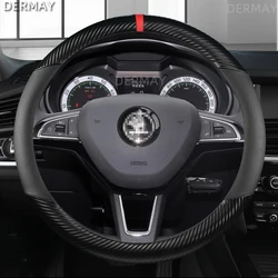 for Skoda Superb 1 2 3 Car Steering Wheel Cover Carbon Fiber+ PU Leather Auto interior Accessories