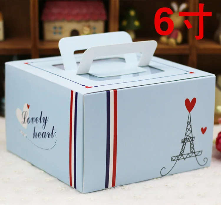 20PCS  16x16x10cm Bakery Cake Cheesecake packaging box  Birthday cake paper box with handle WHOLESALE