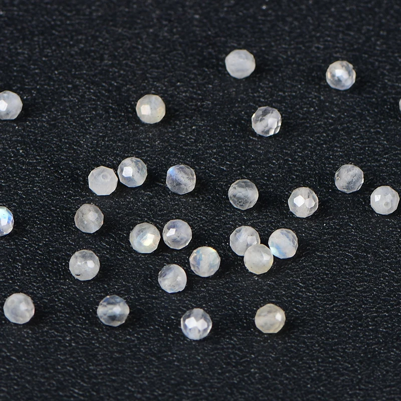 5A Natural Blue Light Diamond Cut Moonstone Crystal Single Bead DIY Beads Jewelry Making