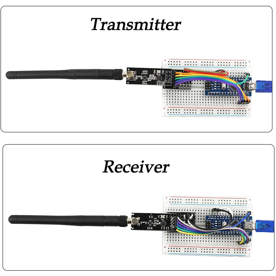 Wireless Transceiver Receiver NRF24L01+PA+LNA RF Module SMA Antenna 2.4 GHz 1100m NRF24L01 Regulator Nano V3.0 ATmega328P Board