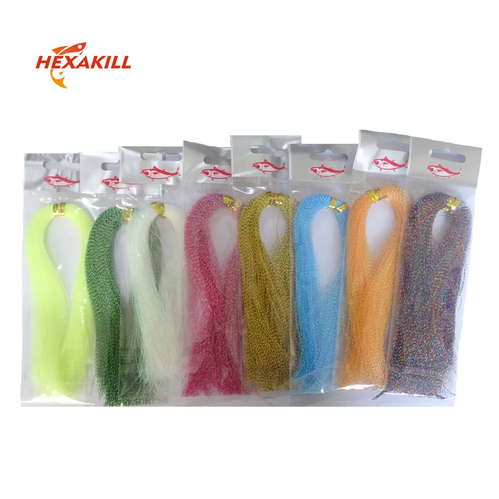 4 Packs fly fishing material Twisted Flashabou Holographic Tinsel Fly Fishing Tying Crystal for Jig Hook Lure Making Material