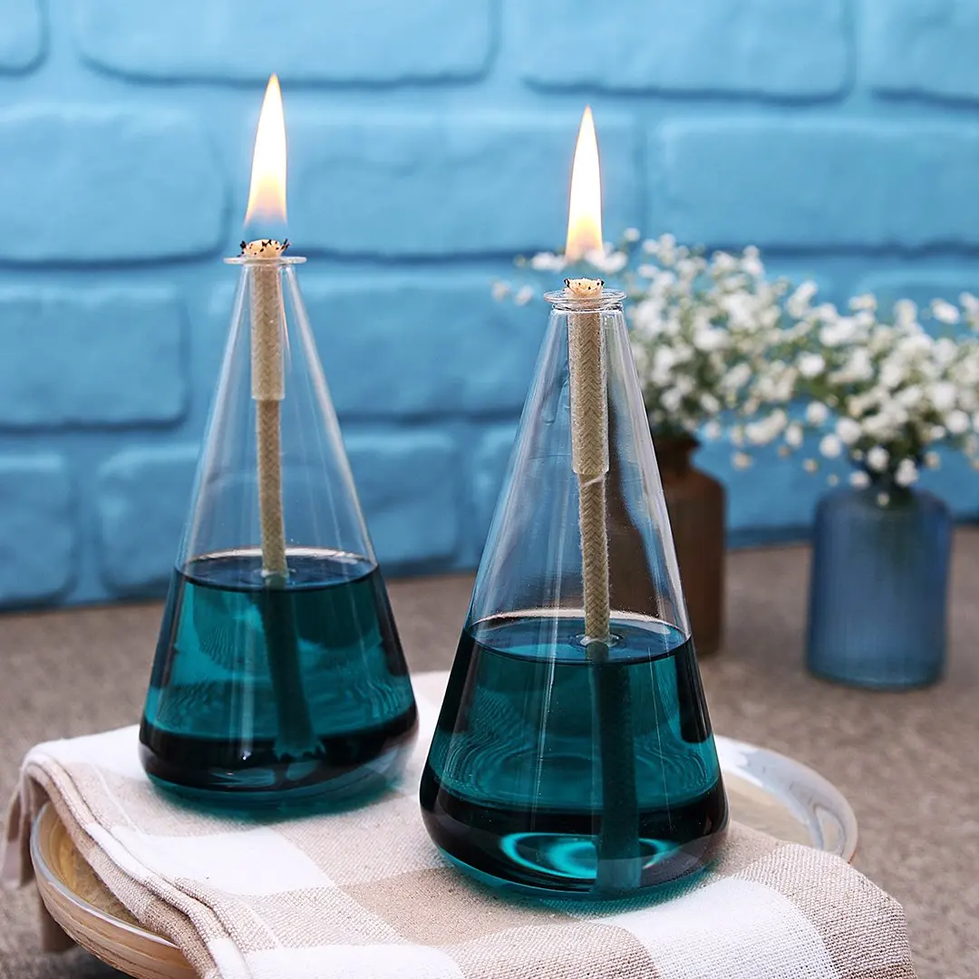 

1Pcs Glass Oil Lamp Hotel Bar Decoration Props Dining Table Decor Glass Accessory Kerosene Lamp Birthday Party Ideas Candle