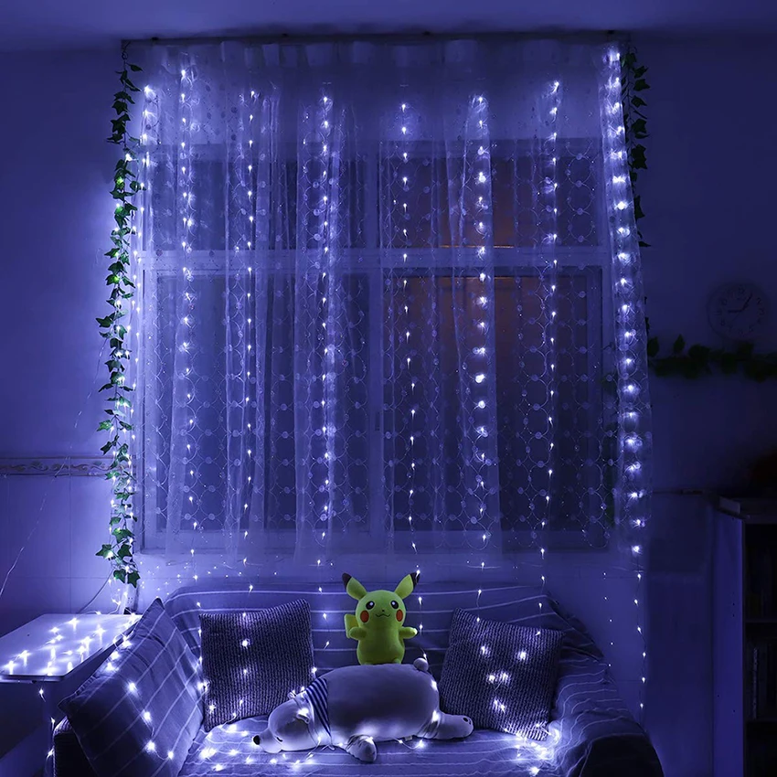 Window Curtain String Light 300 LED 8 Lighting Modes Fairy Lamps USB Powered Lamps For Christmas Bedroom Wedding Decorations