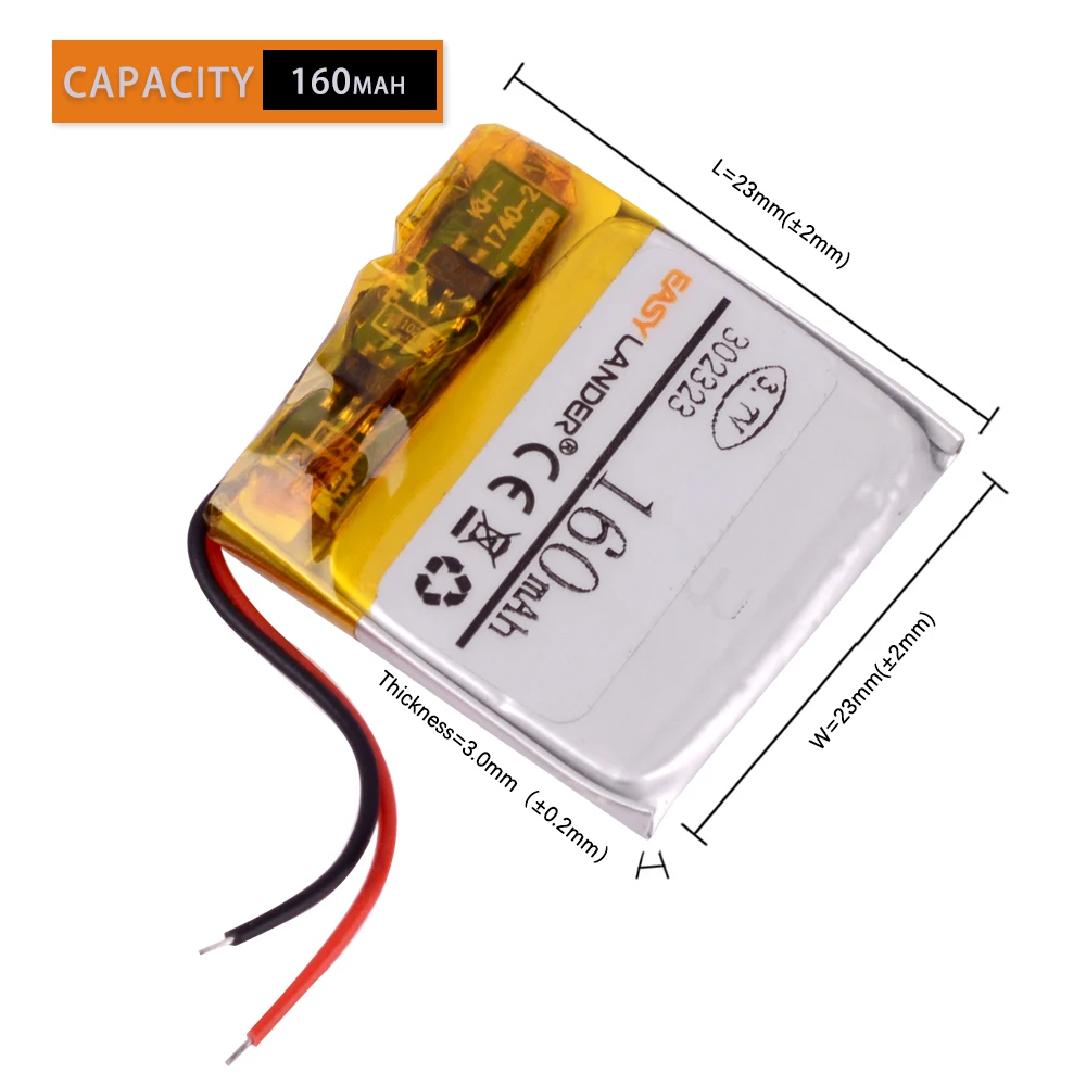 302323 3.7V 160mAh Rechargeable Lithium Li-ion Li Polymer Battery For iPOD G21GB MP3 616-0274 JPR BT3030 AHB302323