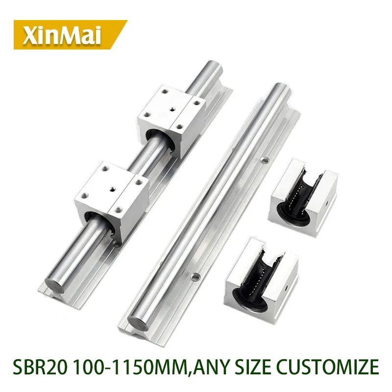 

2 Set 20mm Rod sbr SBR20 Fully Supported Linear Rail guide lineaire Shaft With 4Pcs SBR20UU Slide Ball Bearing Block for cnc