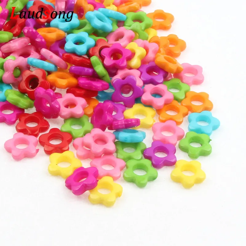 50pcs Multicolor Flower Beads Wreath Acrylic Spacer Beads 13mm For Jewelry Making Necklace Bracelet Diy Accessories