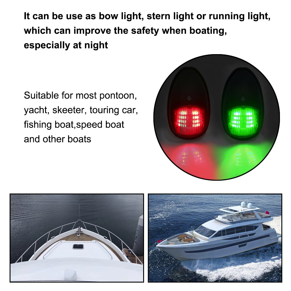 Feu de Navigation 10V-30V, Signal d'avertissement, lampe étanche, feu latéral de Port Starboard pour Yacht marin camion remorque Van
