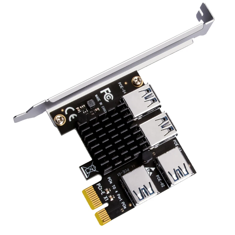 Pcie 1 a 4 riser cartão pci-e 1x a 4 riser usb 3.0 5gb cubo multiplicador pci express x16 riser para placa de vídeo para mineração de mineiro btc