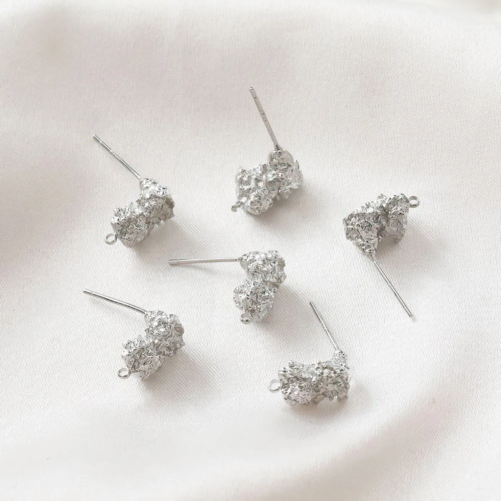 4pcs 14k Gold Plated Special Ear Studs Charms for Jewelry Making Supplies 925 Silver Needle DIY Earrings Copper Accessories