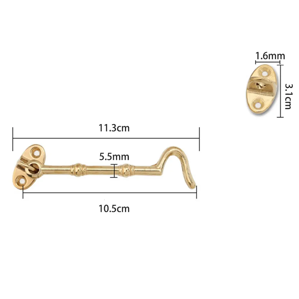 10.5/15/22.5cm Cabin Hooks Brass Window Lock Extra Long Wire Garden Gate Shed Door Latch Hook