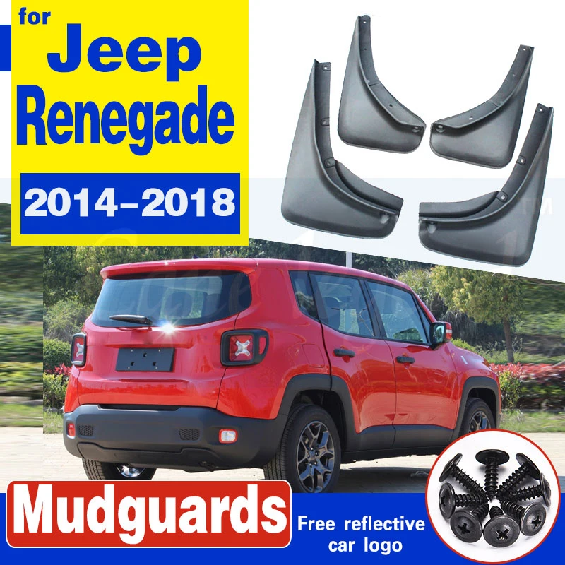 4 PCS Front Rear Car Mudflap for Jeep Renegade BU 2014-2018 2016 2017 Fender Mud Guard Flap Splash Flaps Mudguards Accessories