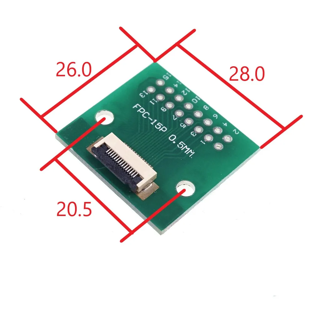 

100 pcs Flexible Flat Cable FFC FPC Connector Adapter 15 Pin 0.5 mm to 2.54 mm x 2.54 mm 15 Pin through hole DIP PCB Converter