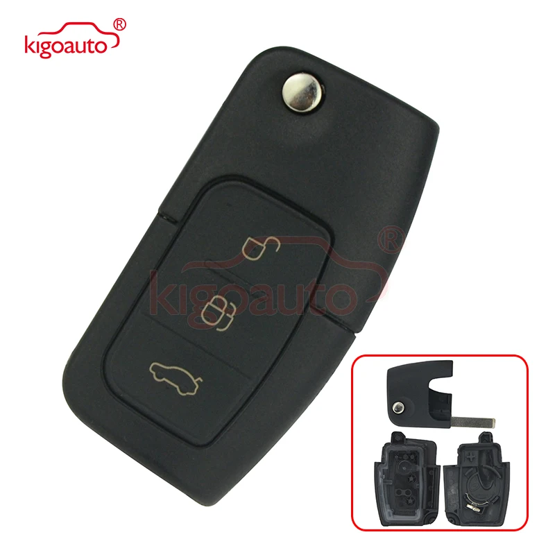 

Kigoauto Flip Key Shell 3 Button HU101 for Ford Focus 2003 2004 2006 2007 2008 2010 2012