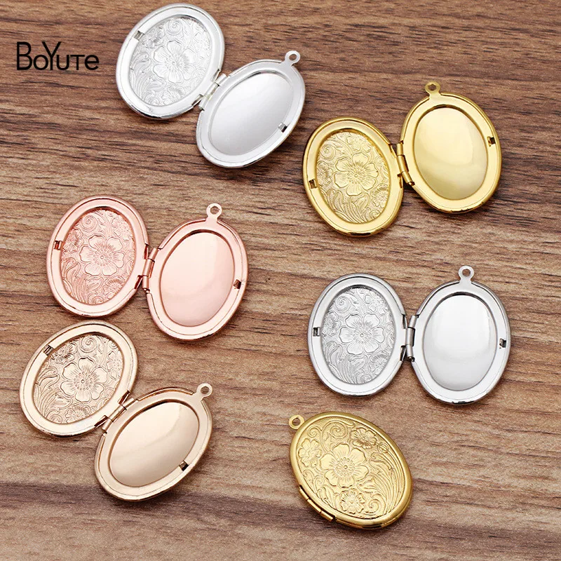 BoYuTe (10 stuks/partij) 23*29mm Ovale Foto Medaillon Messing Materiaal Drijvende Geheugen Medaillon Hanger Sieraden Accessoris