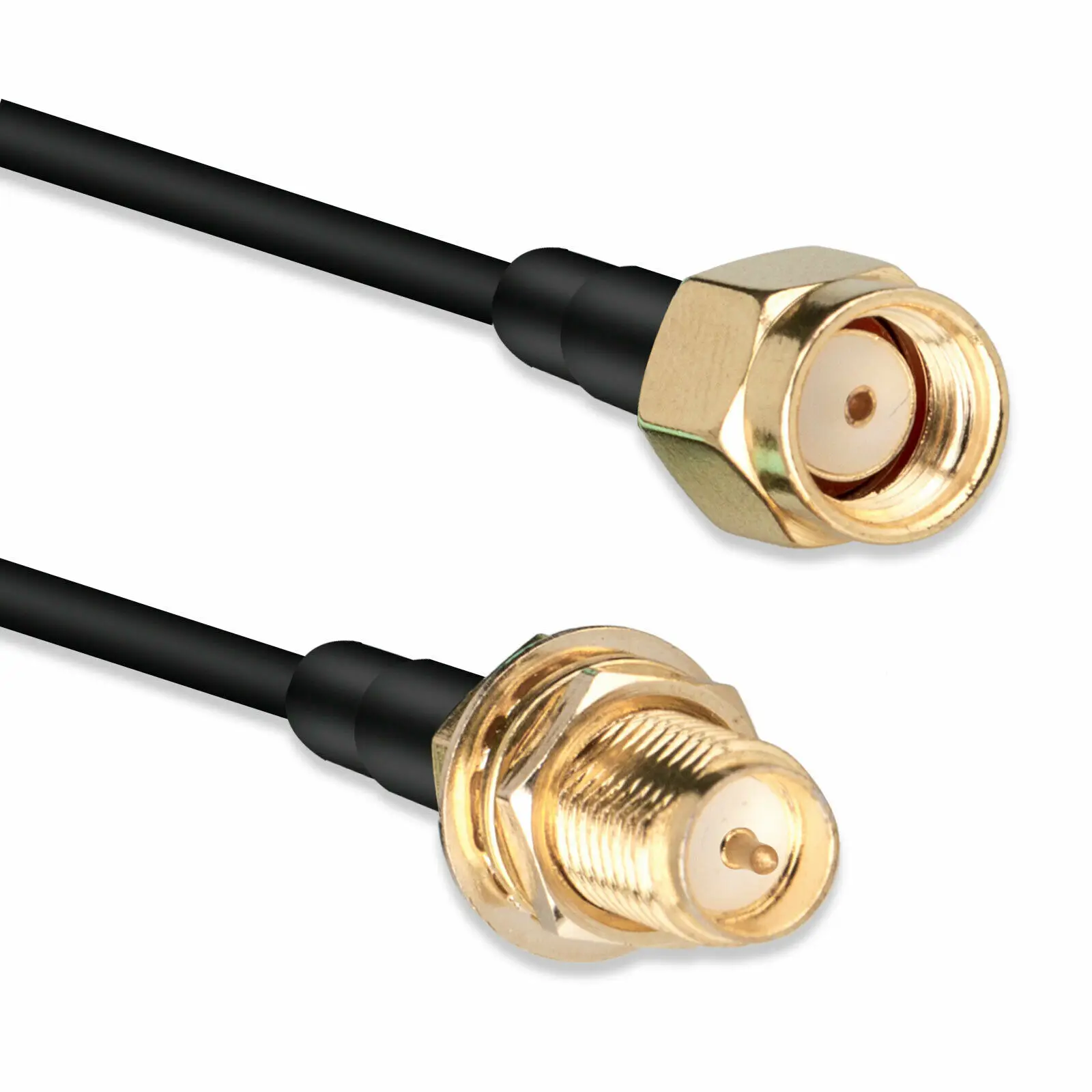 WiFi Antenna RP-SMA Male To RPSMA Female Nut Bulkhead Connector RG174 Extension Coaxial Cable Cord