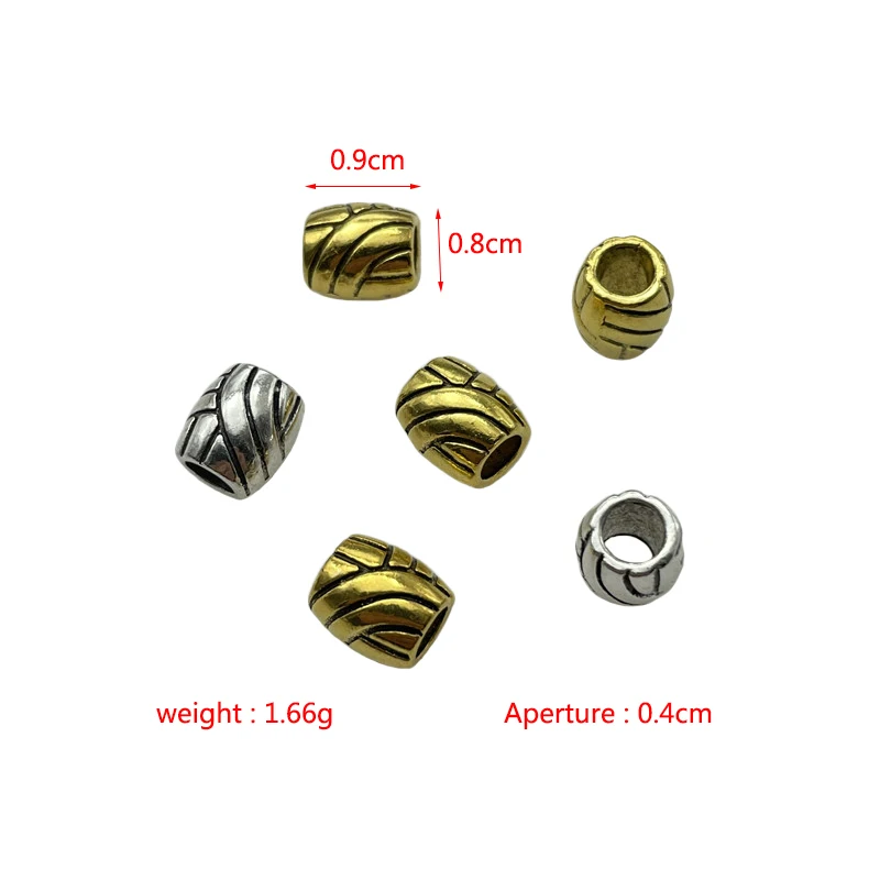 8*9mm Beaded Ancient Silver Large Hole Spacer Gasket Diy Bracelet Necklace Jewelry Amulet Connector Making Accessory Beads