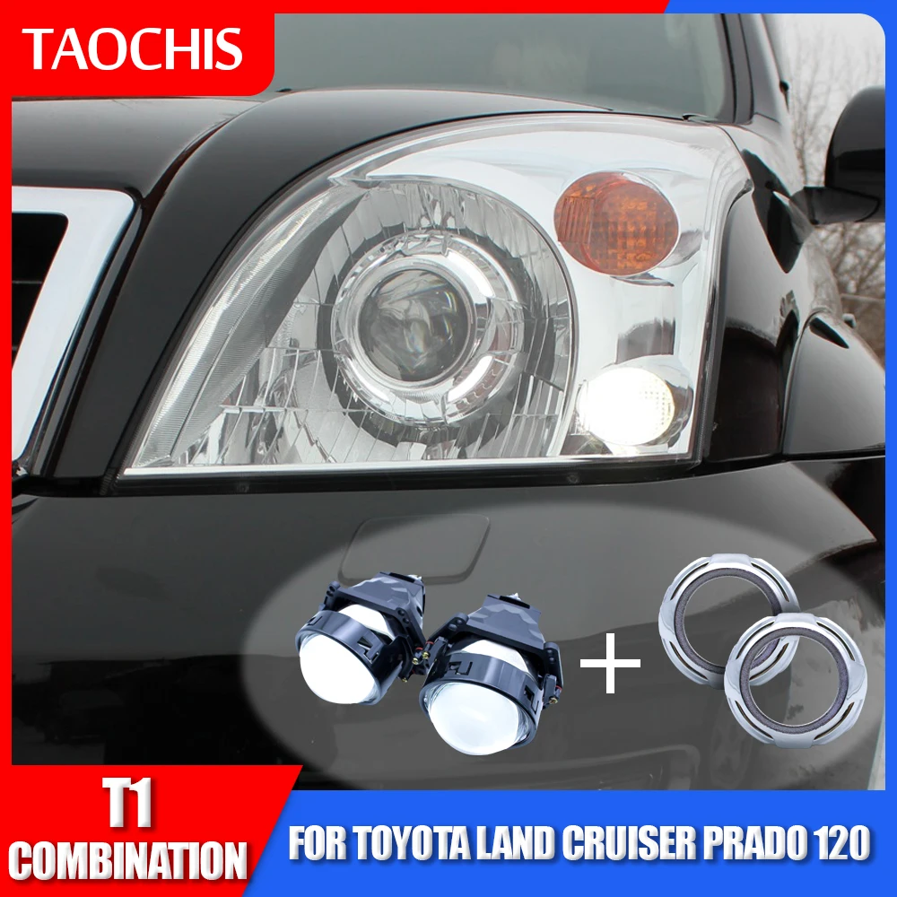 TAOCHIS 3.0 Inch 6000k T1 Bi LED Projector Lens with Lens Shroud Combination for Toyota Land Cruiser Prado 120 CarLight Upgrade