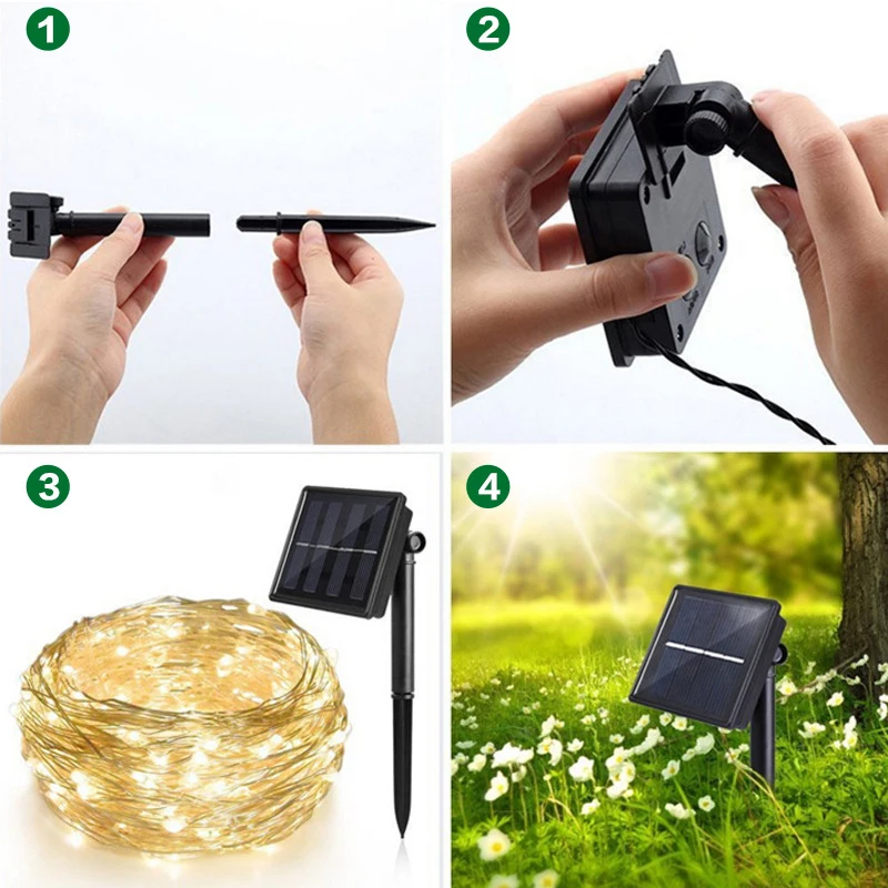 Led Solar Copper Wire Lamp Outdoor Solar Fairy Lights 5M 10M 20M Kerst String Light For Wedding Garden Solar String Light