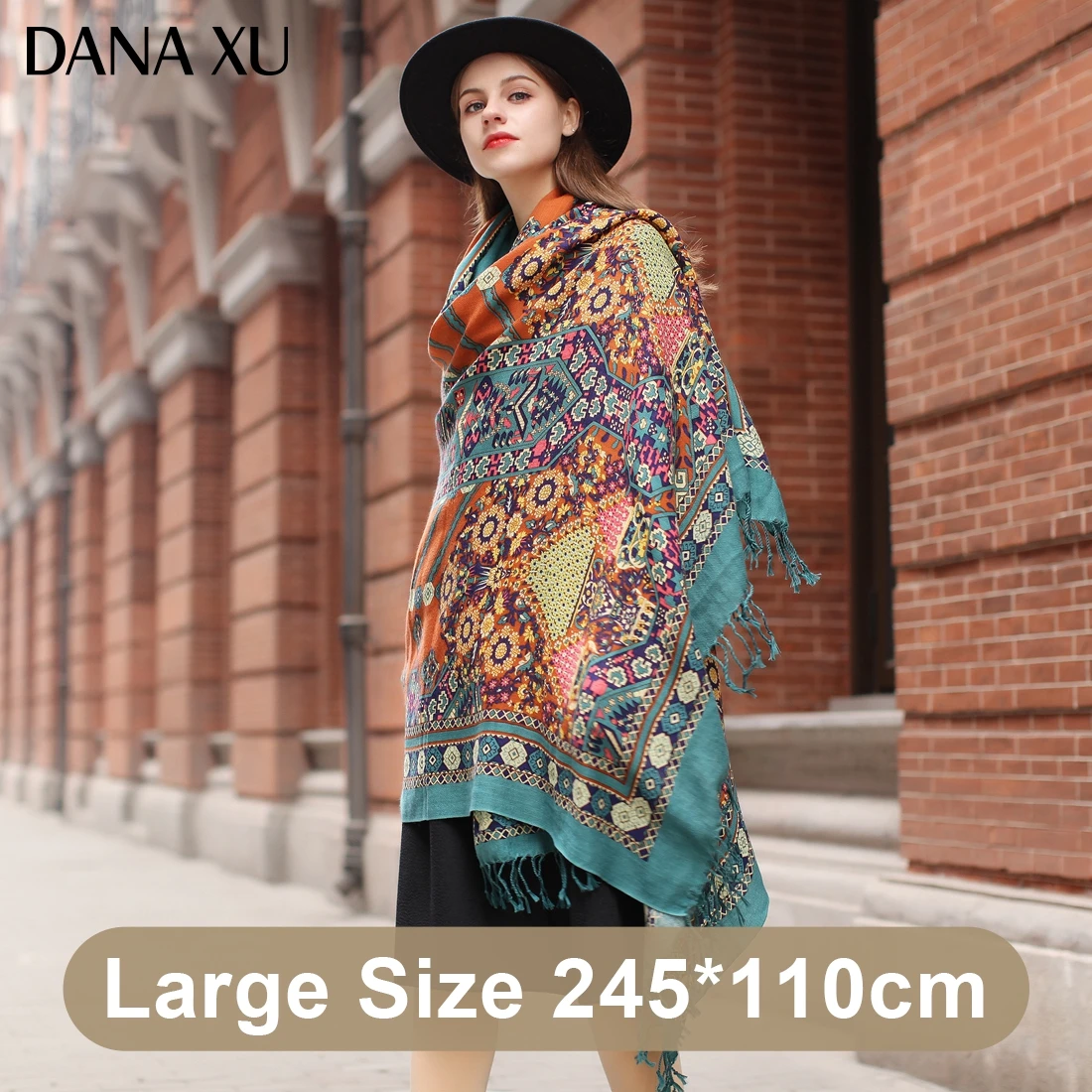 DANA XU Bufanda Mujer Wool Poncho Head Women Lady Warm Shawl Stoles Bandana Scarf Hijab Luxury Brand Pashmina Winter 2021