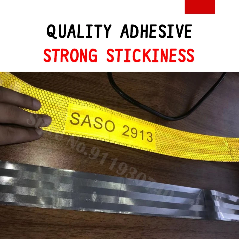 For MiddleEast SASO 2913 Reflective Tape 45.7M For Truck Plating Aluminium Adhesive Sticker Conspicuity Reflector Vehicle Tape