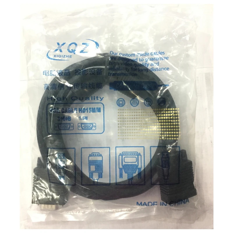 สาย VGA Vga ชายหญิง HD15pin M/F 3 + 6ทองแดงบริสุทธิ์แจ็คเก็ต Pvc สีดำ1.5M3M5M10m