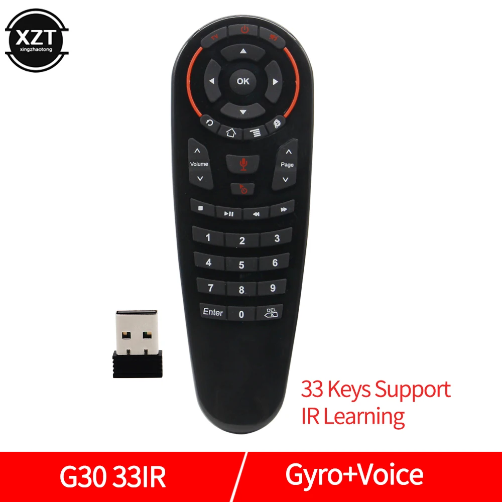 New G30S 2.4G Gyroscope Wireless Air Mouse 33 Keys IR Learning Smart Voice Remote Control for X96 mini H96 MAX Android Box