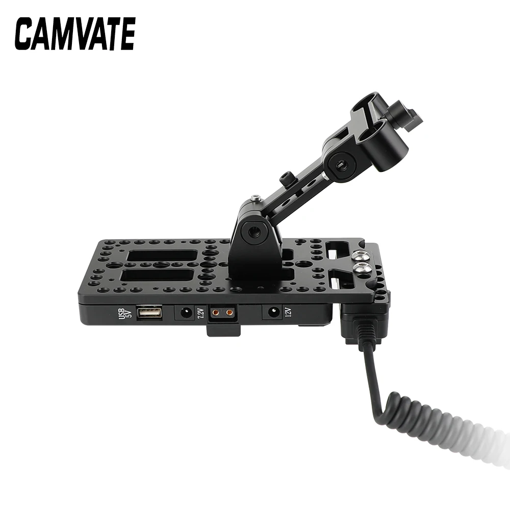 CAMVATE-لوحة تركيب سريعة التحرير ، قفل على شكل V ، مع حامل دعم قابل للتعديل ، ومخرج تحويل الطاقة ، ولوحة كتف ، ومشبك قضيب 15 مللي متر