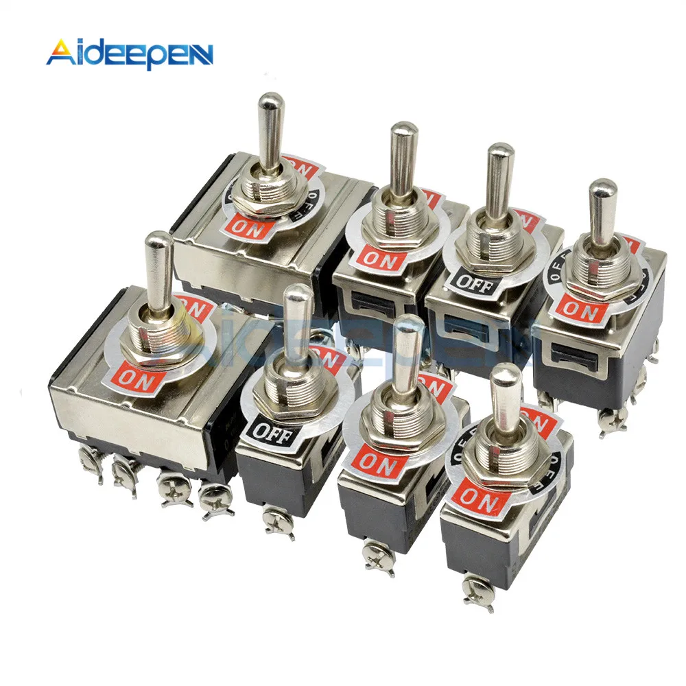 Mini Auto Toggle Switch AC 250V 16A 2/3/4/6/12 Pin ON-OFF ON-ON ON-OFF-ON 2/3 Position Copper/Silver Contact