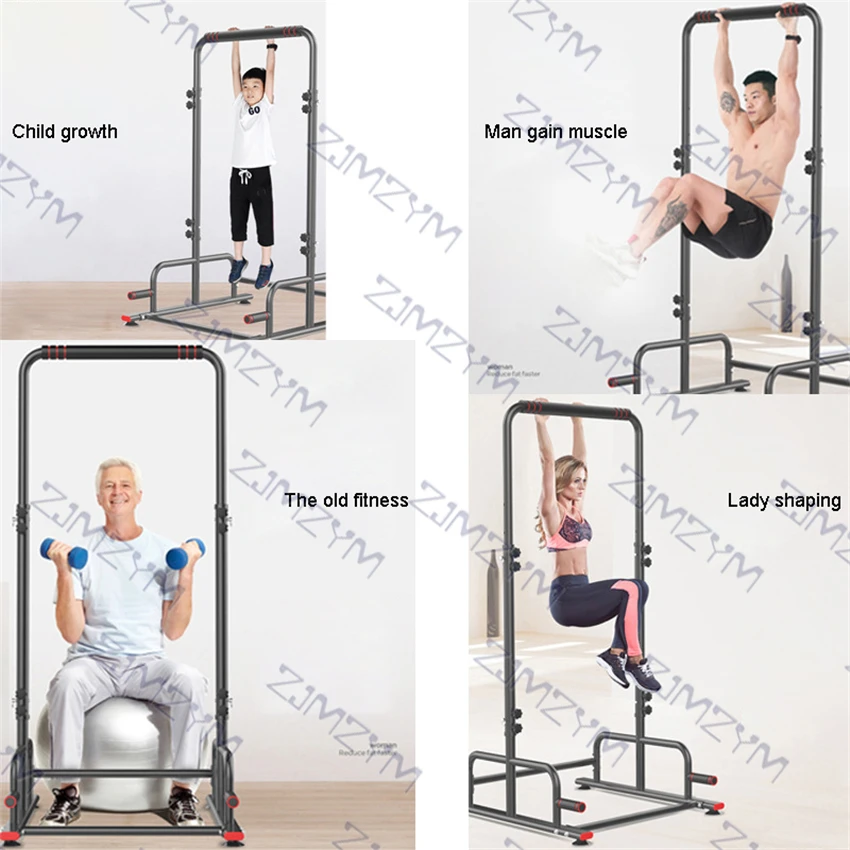 728 Indoor Fitness Single Parallel Bars Multifunctional Pull Up Bar With Suction Cup 5 Gears Adjustable Height Horizontal Bar