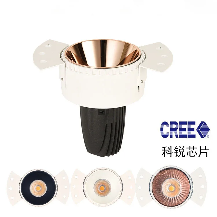 20PCS/lot New COB Borderless Downlight Dimmable 10W 15W Rimless Gold White Black Indoor Spot Light For Hotel Clothing Store