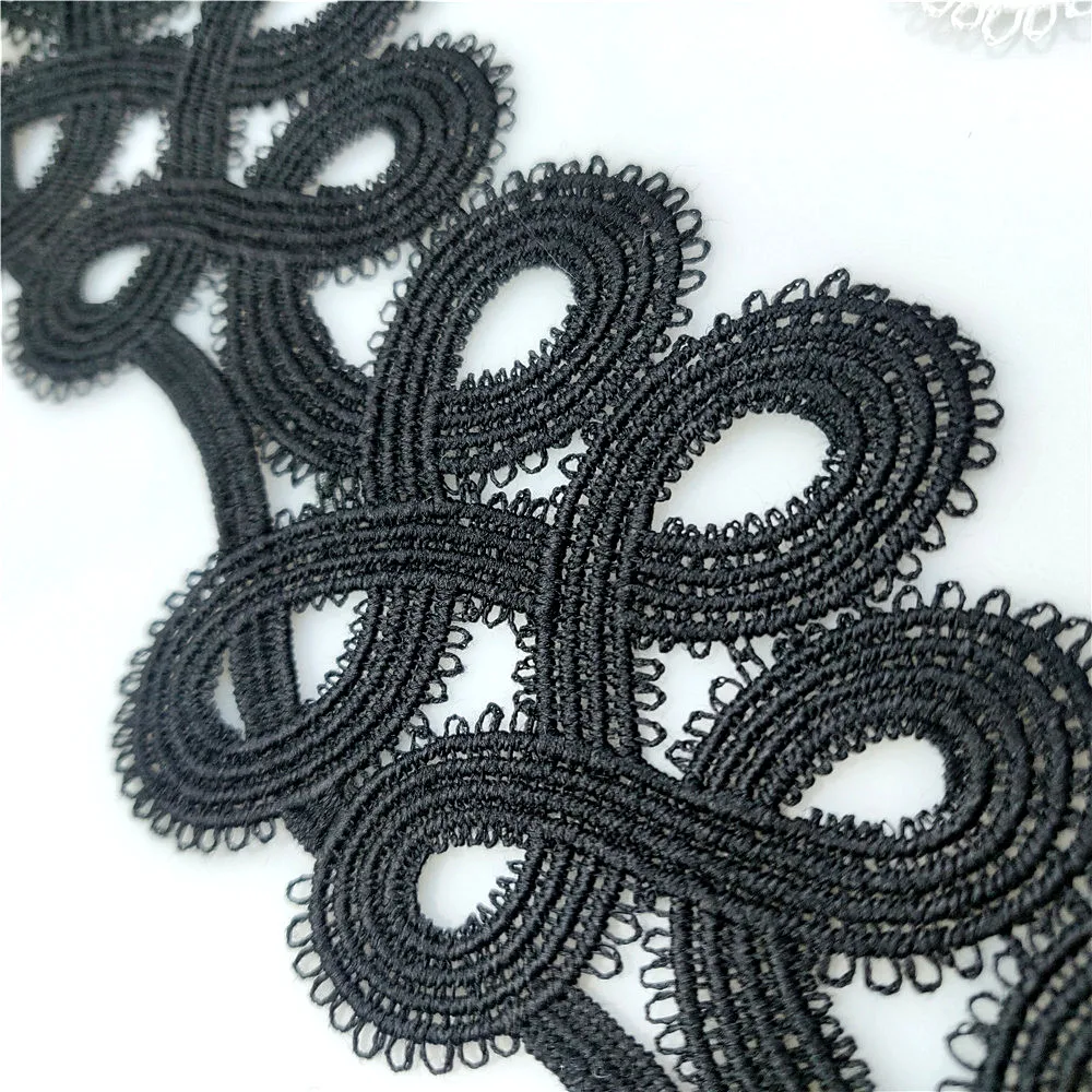 1 Meter Luxury White and Black Embroidered Lace 6.5CM Width Sewing Lace for Collar Ribbon Trim Women Dress DIY Sewing Supplies