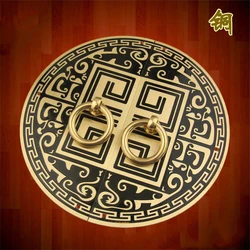 2pcs/pair Antique Chinese Brass Knobs and Handles Pattern Pure Copper Door Drawer Pulls Cabinet Knobs Furniture Hardware