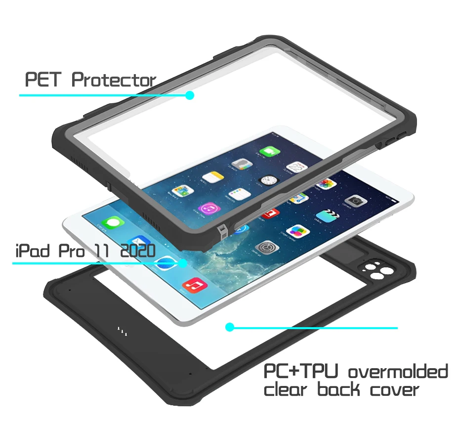 Imagem -05 - Prova de Choque Ip68 à Prova Dshockproof Água Case Capa para Apple Ipad Pro 11 10.2 10.5 9.7 2023 2023 Mini ar 10.9 Case Resistente à