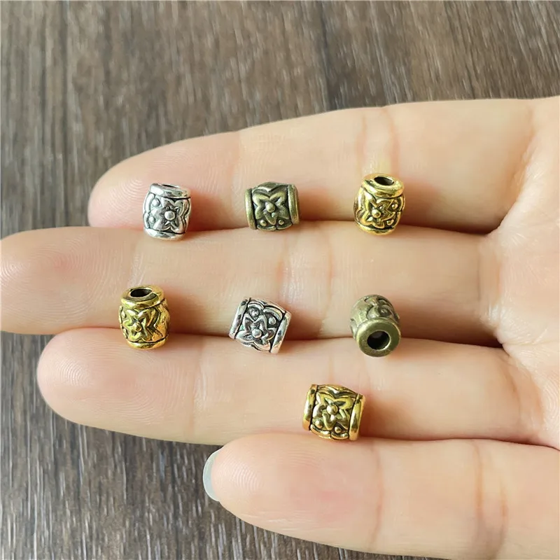 

JunKang 3-color Alloy Perforated Solid Spacer Cylinder DIY Beaded Bracelet Necklace Amulet Jewelry Connector Making Accessories